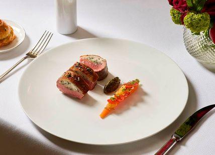 An image of a plate with food on it, Three-Course Dinner. The Goring Dining Room