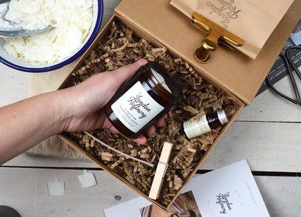 An image of a box of essentials, Online Candle-Making Workshop. The London Refinery