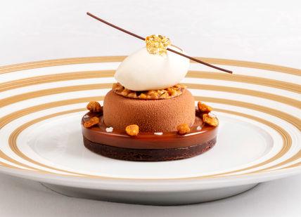 An image of a dessert on a plate, Five-course tasting lunch and dinner menu. The Ritz  