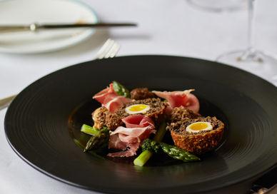 An image of a plate of food on a table, Gourmet Dining Experience. The Rubens at the Palace - The English Grill