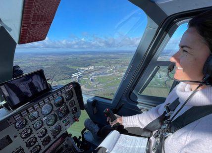 An image of a person inside An image of B206 Jet Ranger