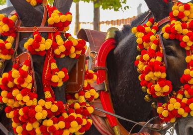 An image of a horse with a bunch of flowers on its back, 20-course tasting menu with wine pairing at two Michelin-starred Restaurant.