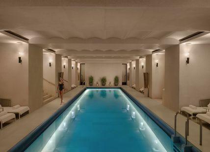 An image of a swimming pool with lights, Akasha Holistic Wellbeing Centre at Hotel Cafe Royal. Akasha Holistic Wellbeing Centre at Hotel Cafe Royal