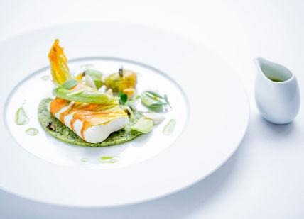 An image of a plate of food on a table, Tasting Menu. Alain Ducasse at The Dorchester