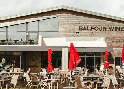 An image of a restaurant with tables and chairs, Wine Experience. Balfour Winery