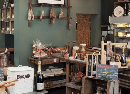 An image of a store with lots of items, Greenwich, London. Champagne + Fromage