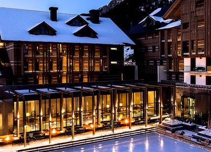 An image of a hotel in the snow, Spa package. The Chedi Andermatt