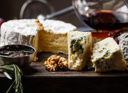 An image of a cheese board with cheese and wine, Give me cheese food tour. Chubby Fellow