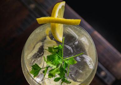 An image of a drink with a lemon wedge, Golden Age of Gin Private Walking Tour. Coutours