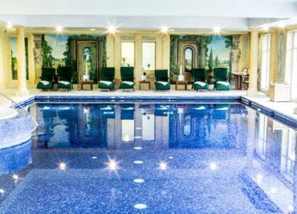 An image of a large indoor swimming pool, Overnight Spa Break. Danesfield House