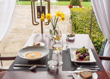 An image of a table setting with food, Overnight Spa Break. Danesfield House