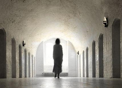 An image of a person walking through a tunnel, Ghost Tour and Stay. Dragsholm Castle
