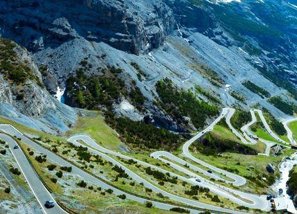 An image of a mountain road in the alps, Follow Top Gear's Stelvio Pass Adventure. Edel & Stark