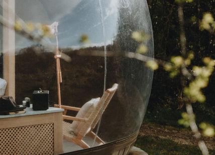 An image of a bubble house in the woods, Romantic Two-Night Stay in a Bubble Dome. Finn Lough Resort