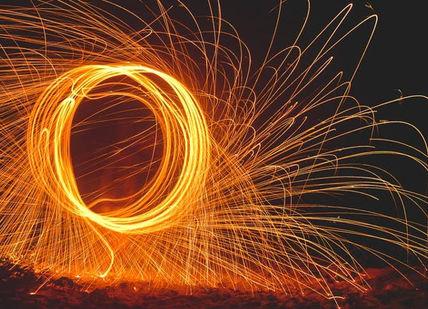 An image of a fire ring in the night, Private Fire Workshop. Fire Man Dave