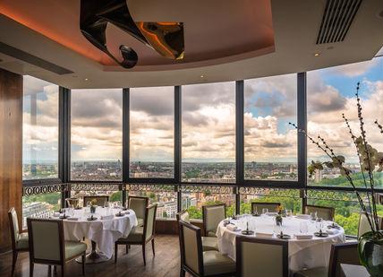 An image of a restaurant with a view of the city,  3 course Sunday Lunch. Galvin at Windows