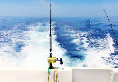 An image of a boat with two rods, Two-day big game private fishing charter tour in Madeira.