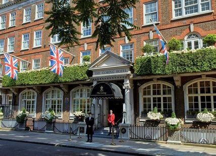 An image of the front of a hotel, Traditional Afternoon Tea. The Goring Tea