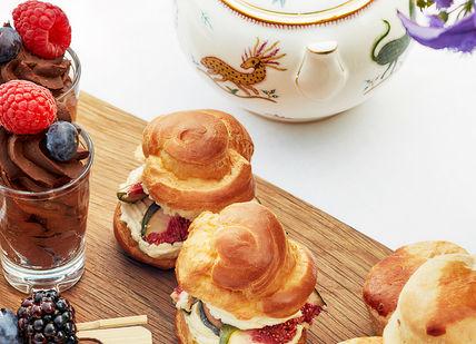 An image of a table with a variety of desserts, Traditional Afternoon Tea. The Goring Tea