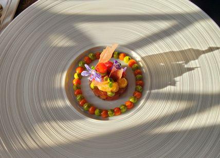 An image of a plate with a plate of food, An Overnight Stay At Great Fosters And Tasting Menu. Great Fosters