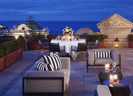 An image of a rooftop at night, Golden Eye Package. Hotel Metropole Monaco