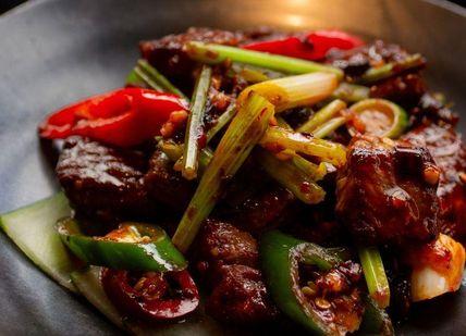 An image of a plate of food with meat, Signature Dinner Menu. Hutong (The Shard)