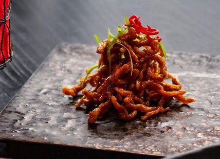 An image of a plate of food on a table, Signature Dinner Menu. Hutong (The Shard)
