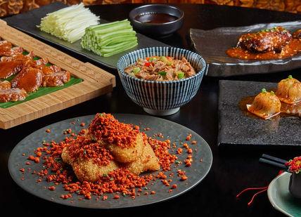 An image of a table with various dishes, Signature Weekday Lunch Menu. Hutong (The Shard)