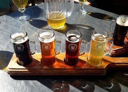 An image of a tray with beer glasses, London Craft Beer Cruise. James Kellow (Crafty Bar Stars)