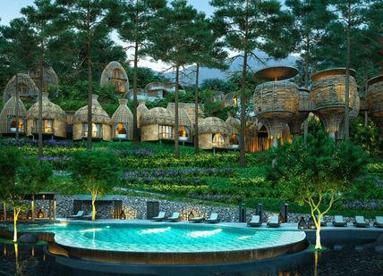 An image of a resort with a pool and trees, Six Nights stay at Keemala Phuket. Keemala Phuket