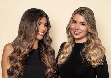 An image of two women with long hair, Shampoo, Head Massage + Blow Dry + Ultimate treatment + FUL Styling Spray (Take Home. Live True London