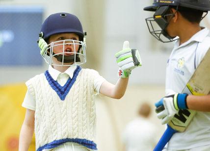 An image of a little boy playing cricket, Private Children's Lesson. Lord's Indoor Cricket Centre