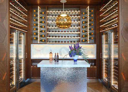 An image of a wine cellar with a bar, International Steak Feast. M Canary Wharf