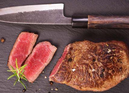 An image of a steak and a knife,  International Steak Feast At M Threadneedle . M Threadneedle