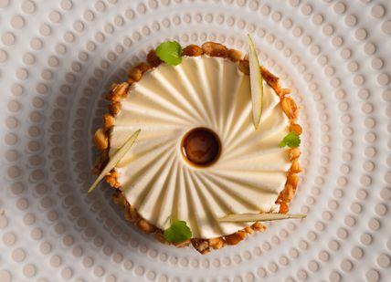 An image of a dessert on a plate, Four-Course Lunch. Mere Restaurant