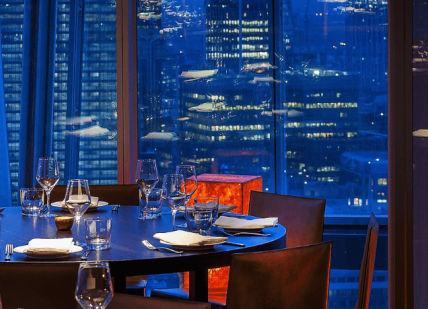 An image of a restaurant with a view of the city, Oblix. Oblix