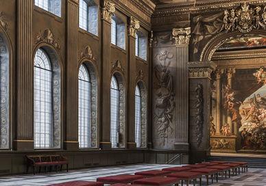An image of a large room with a painting on the wall, Private Tour Of Old Royal Naval College. Old Royal Naval College