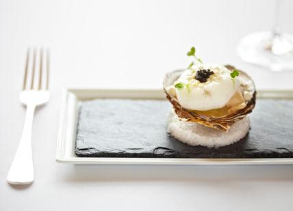 An image of a dessert on a plate, Tasting Menu. Restaurant Martin Wishart