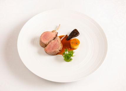 An image of a plate of food on a table, Live at The Ritz Five-course tasting dinner menu. The Ritz  