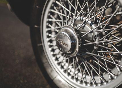 An image of a wheel with some spokes, Jaguar E-Type.  RNG Classics