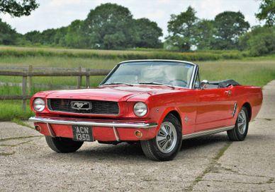 An image of a red mustang mustang convertible, Mustang.  RNG Classics