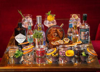An image of a tray with drinks and drinks, Gin & Tonic Tasting. The Rubens at the Palace - The New York Bar