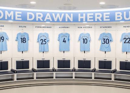 An image of the manchester city dressing room, The Anthem Manchester City Football Experience. Wonderment Entertainment
