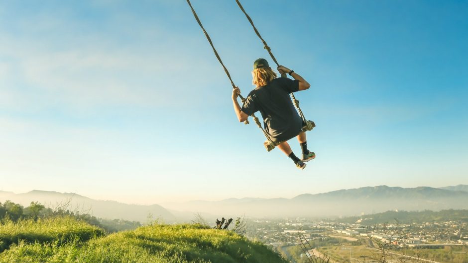 Man swinging over Los Angeles