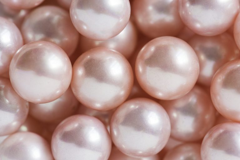 Close-up of natural pink pearls