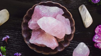 bowl of rose quartz