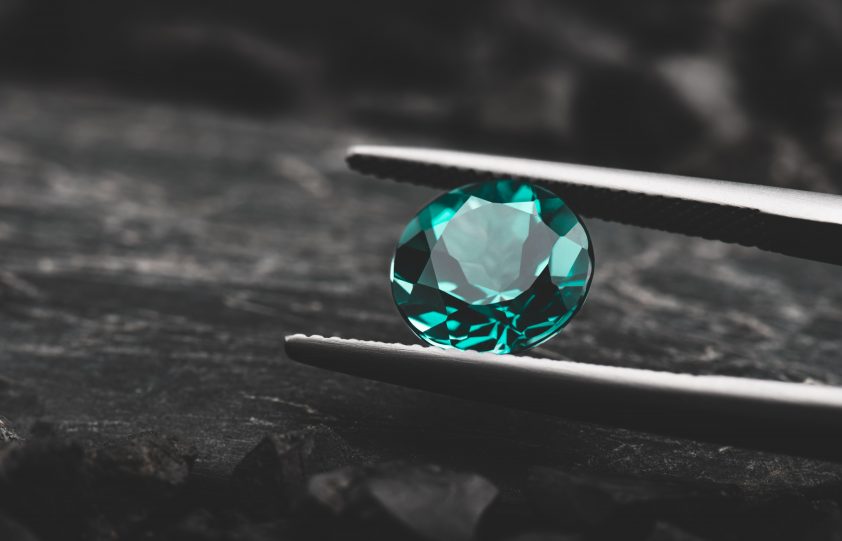 Light blue green grandidierite gemstone
