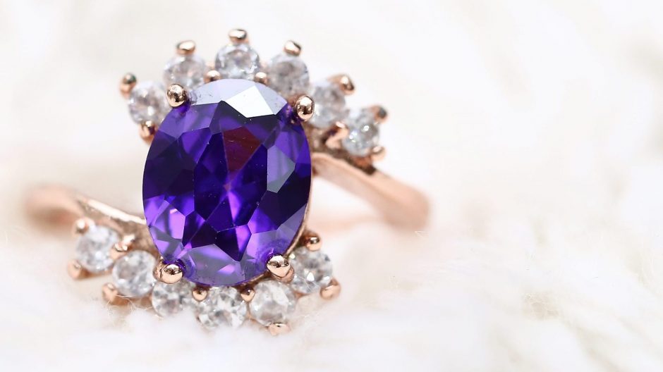 Purple diamond engagement ring