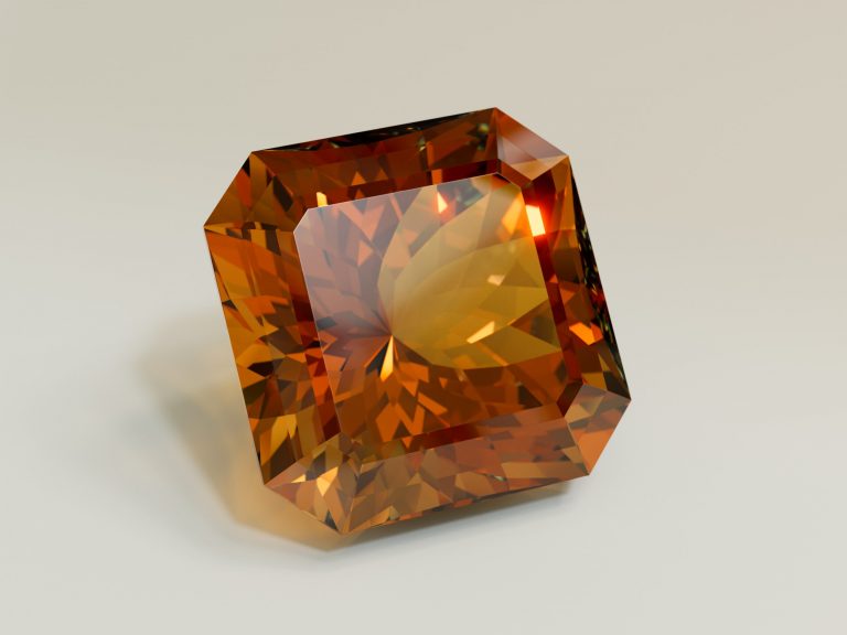 Square cut imperial topaz for 23rd anniversary gemstone