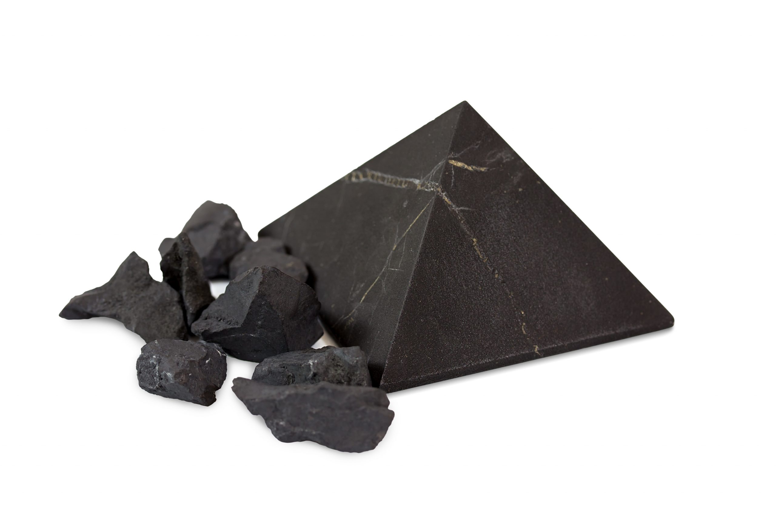 shungite stones and pyramid